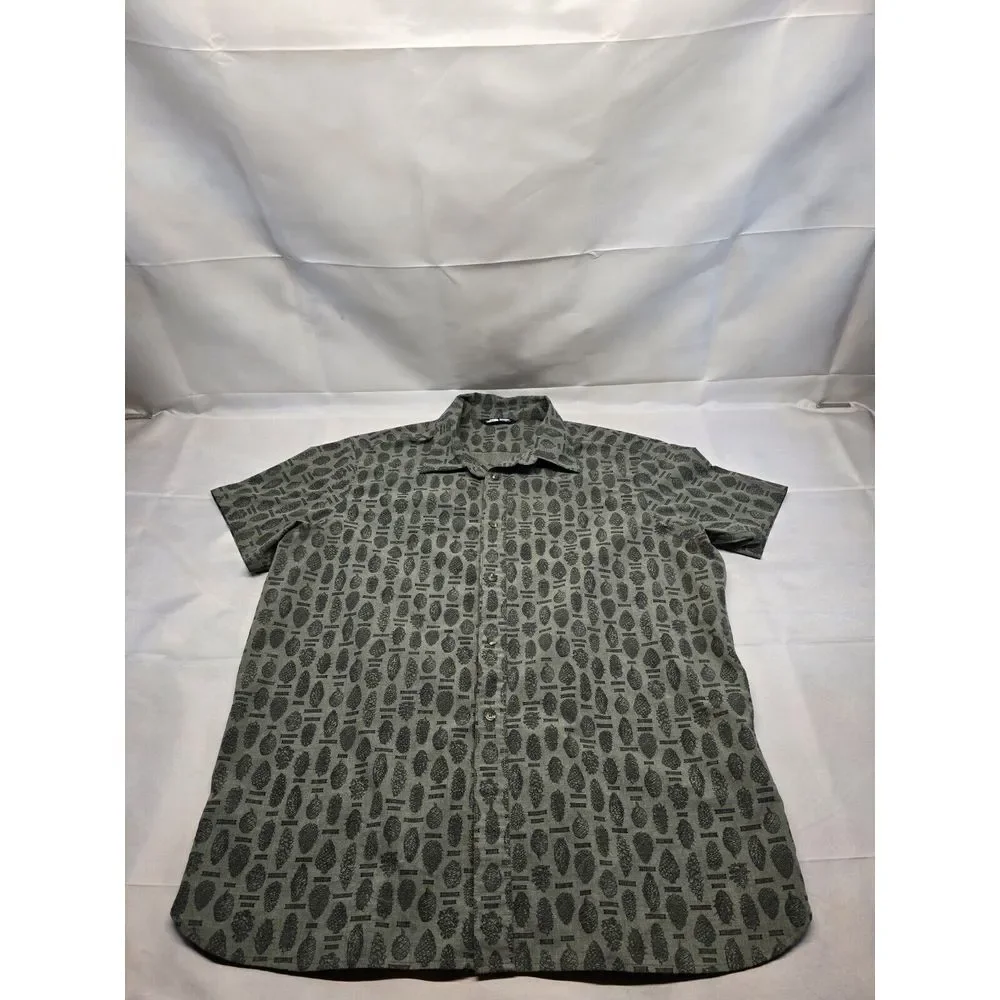 The North Face Green‎ Pinecone Button Up Short Sleeve Shirt 2XL Camp Outdoor